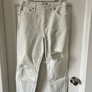 Abercrombie & Fitch Women's White Distressed Boyfriend Jeans
